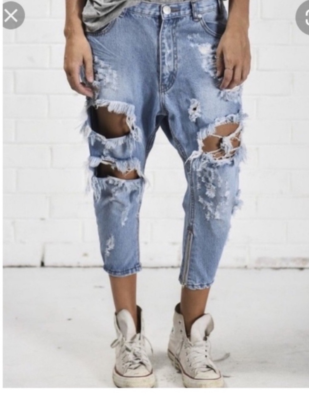 One X One Teaspoon Kingspins Distressed  Jeans Size 27 Relaxed Drop Crotch